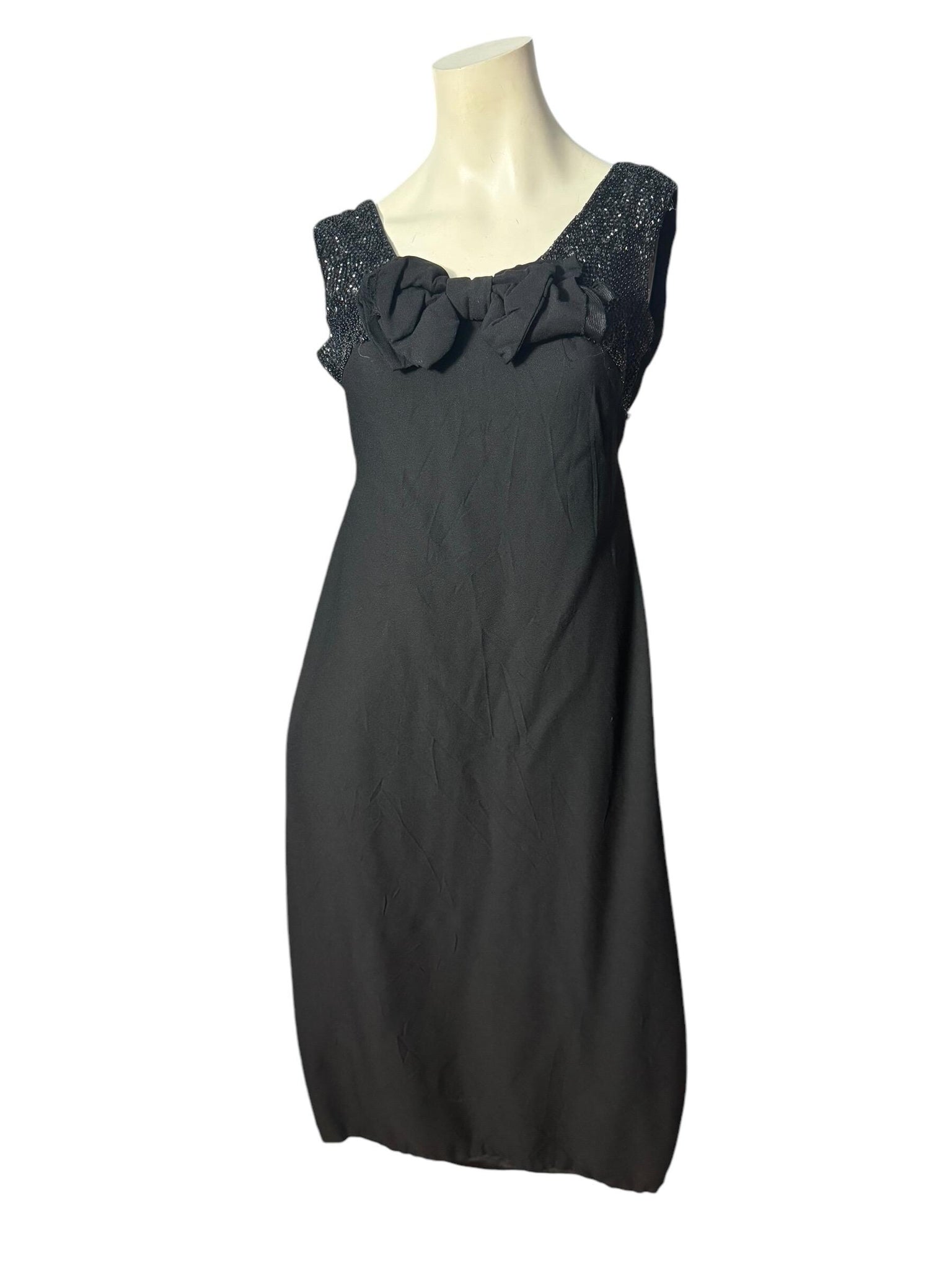 Vintage 60's black rayon party dress M L