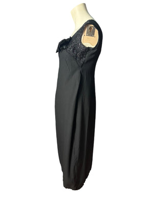 Vintage 60's black rayon party dress M L