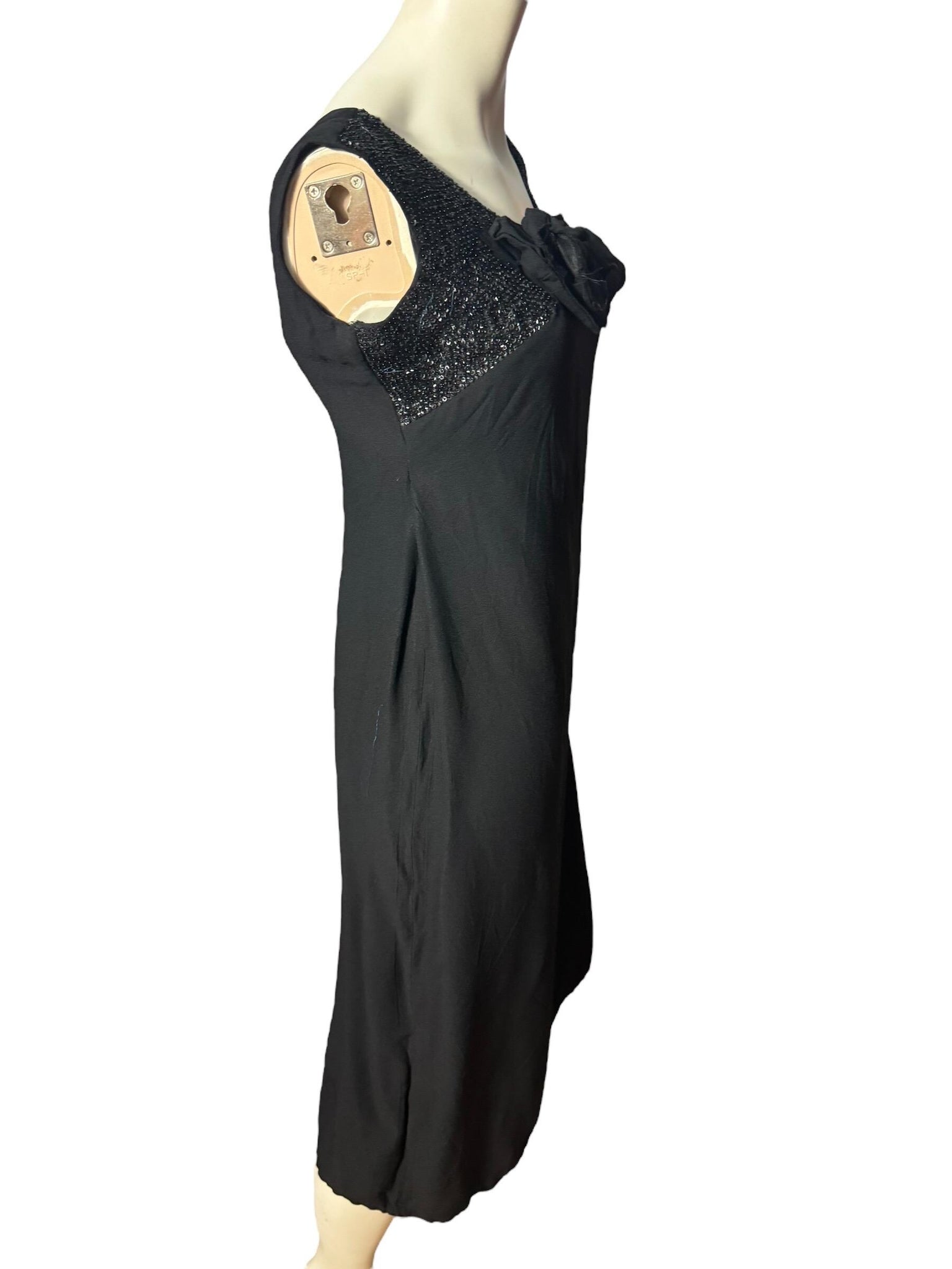Vintage 60's black rayon party dress M L