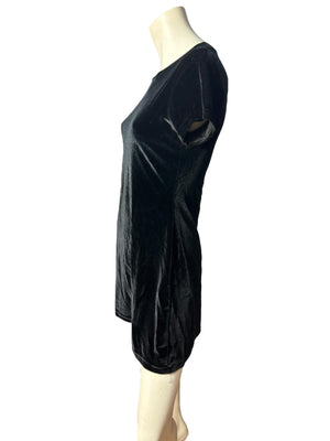Vintage 80's black velour mini dress S