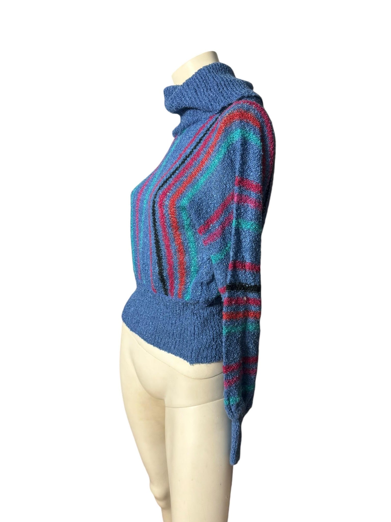 Vintage 70's striped cowl neck sweater S