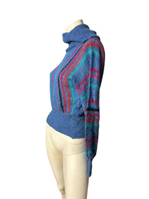 Vintage 70's striped cowl neck sweater S