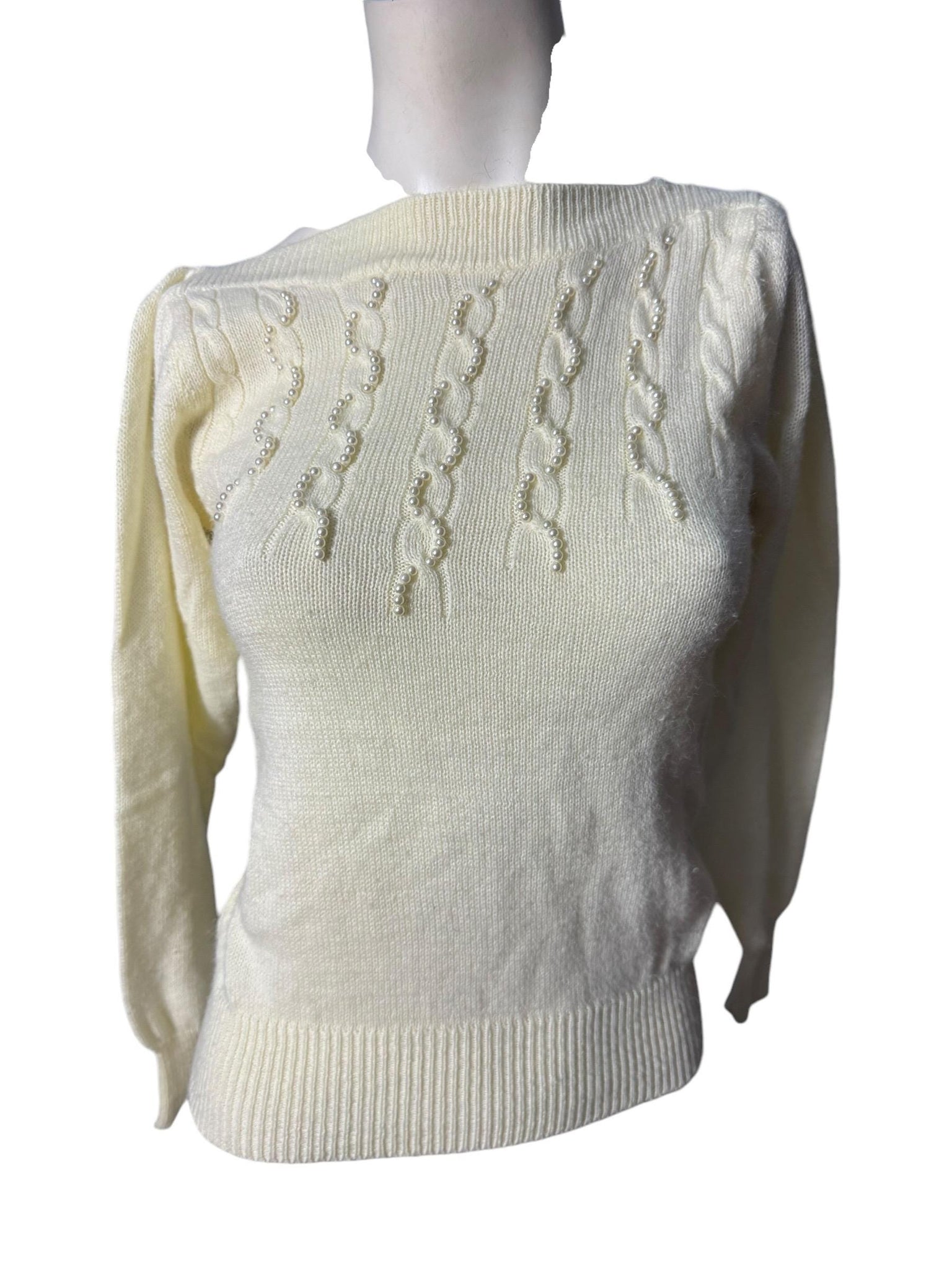 Vintage 80's off white pearl sweater M Zado