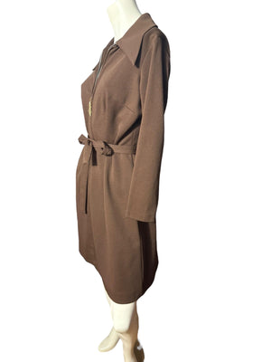 Vintage 70's brown zip front dress M