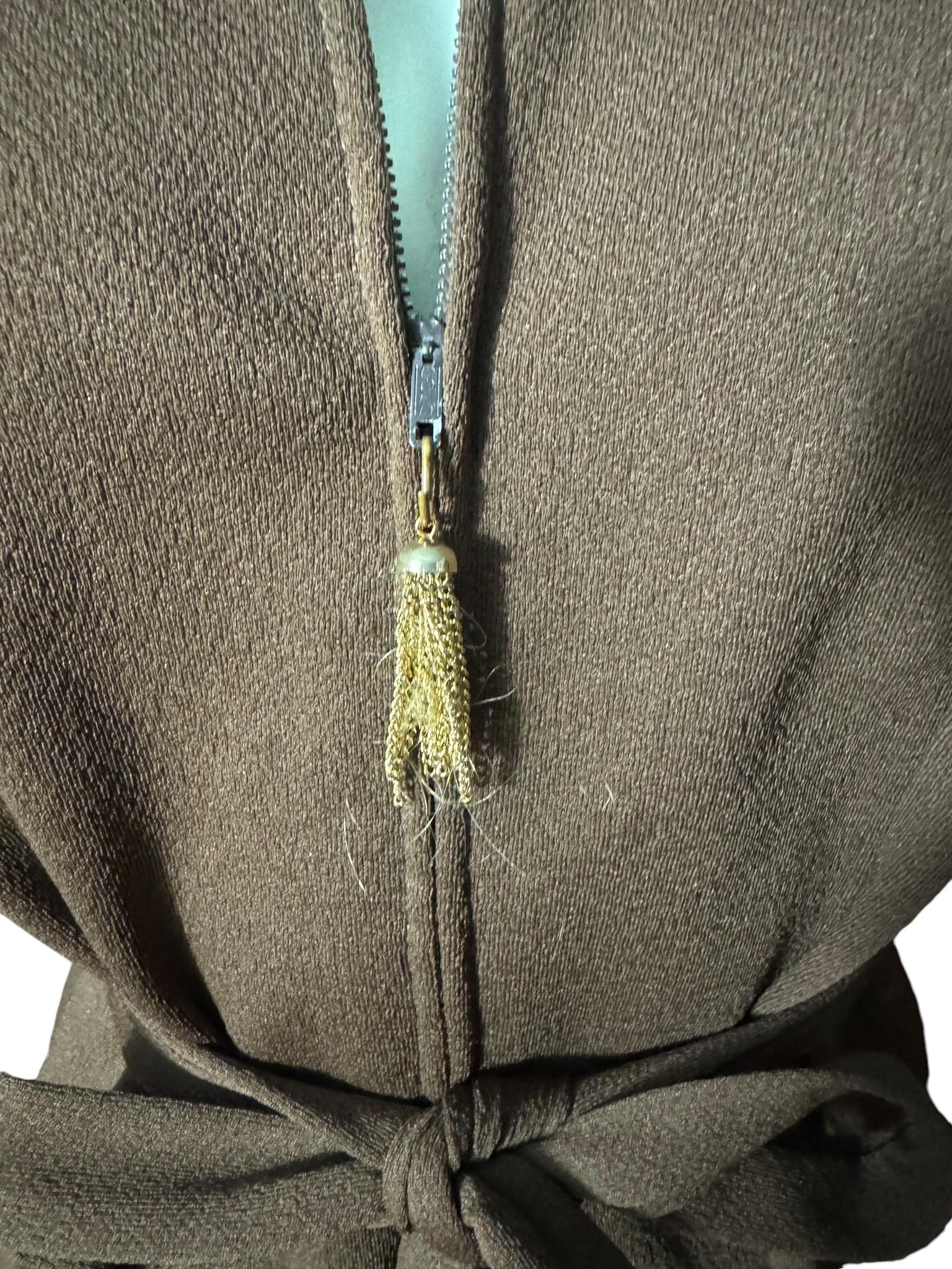 Vintage 70's brown zip front dress M