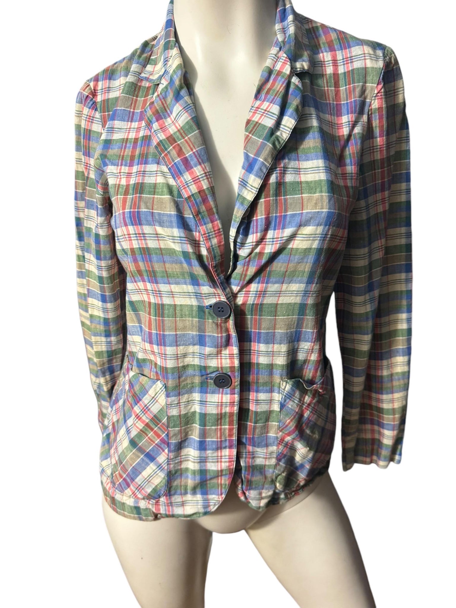 Vintage 80's light weight plaid jacket S M