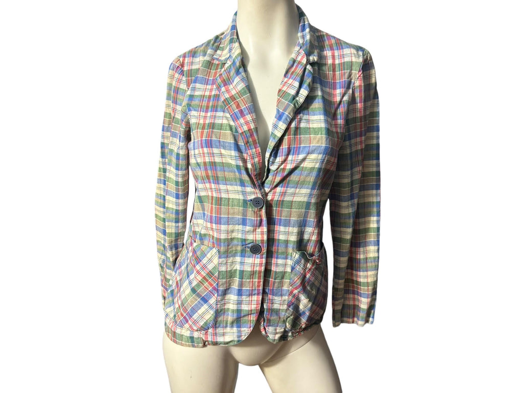 Vintage 80's light weight plaid jacket S M