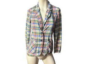 Vintage 80's light weight plaid jacket S M