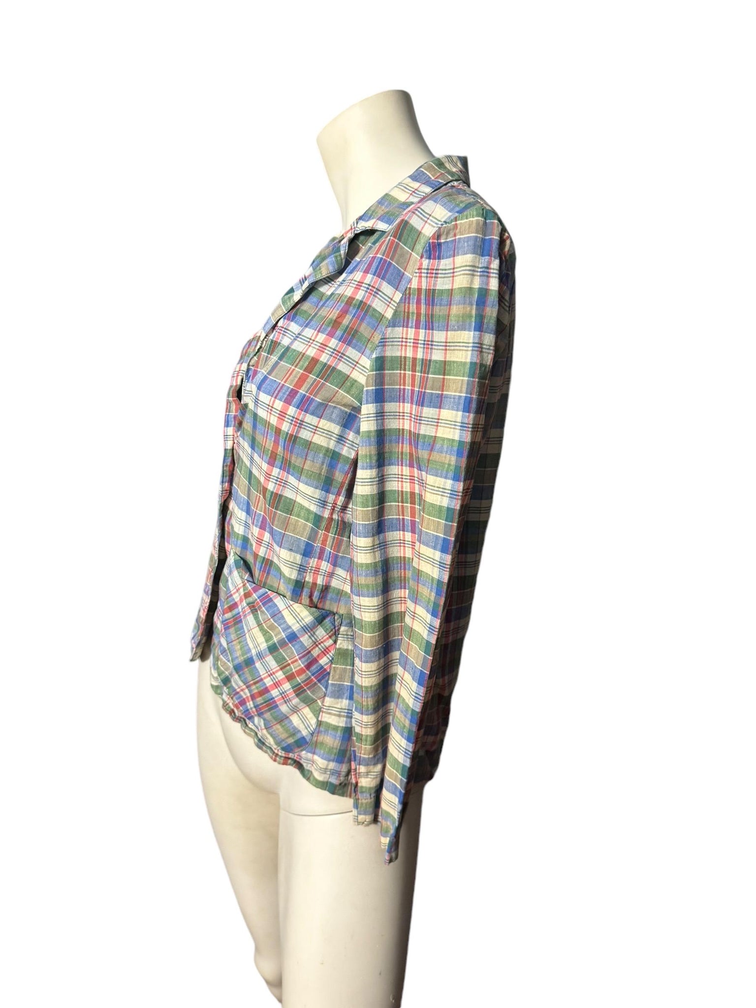 Vintage 80's light weight plaid jacket S M