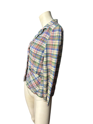 Vintage 80's light weight plaid jacket S M