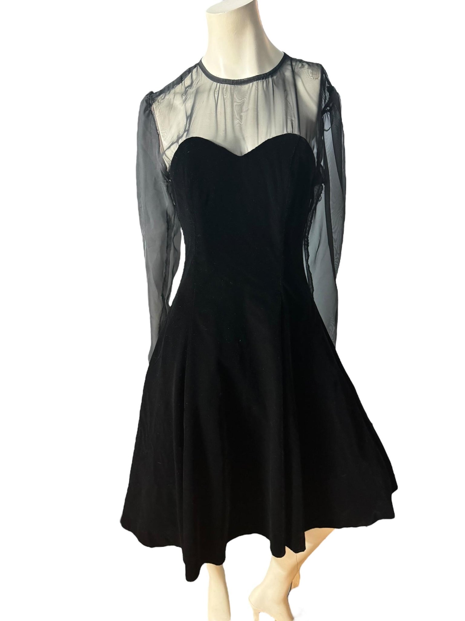 Vintage 80's Nikki black velvet party dress 10 M deadstock