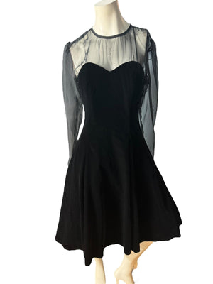 Vintage 80's Nikki black velvet party dress 10 M deadstock