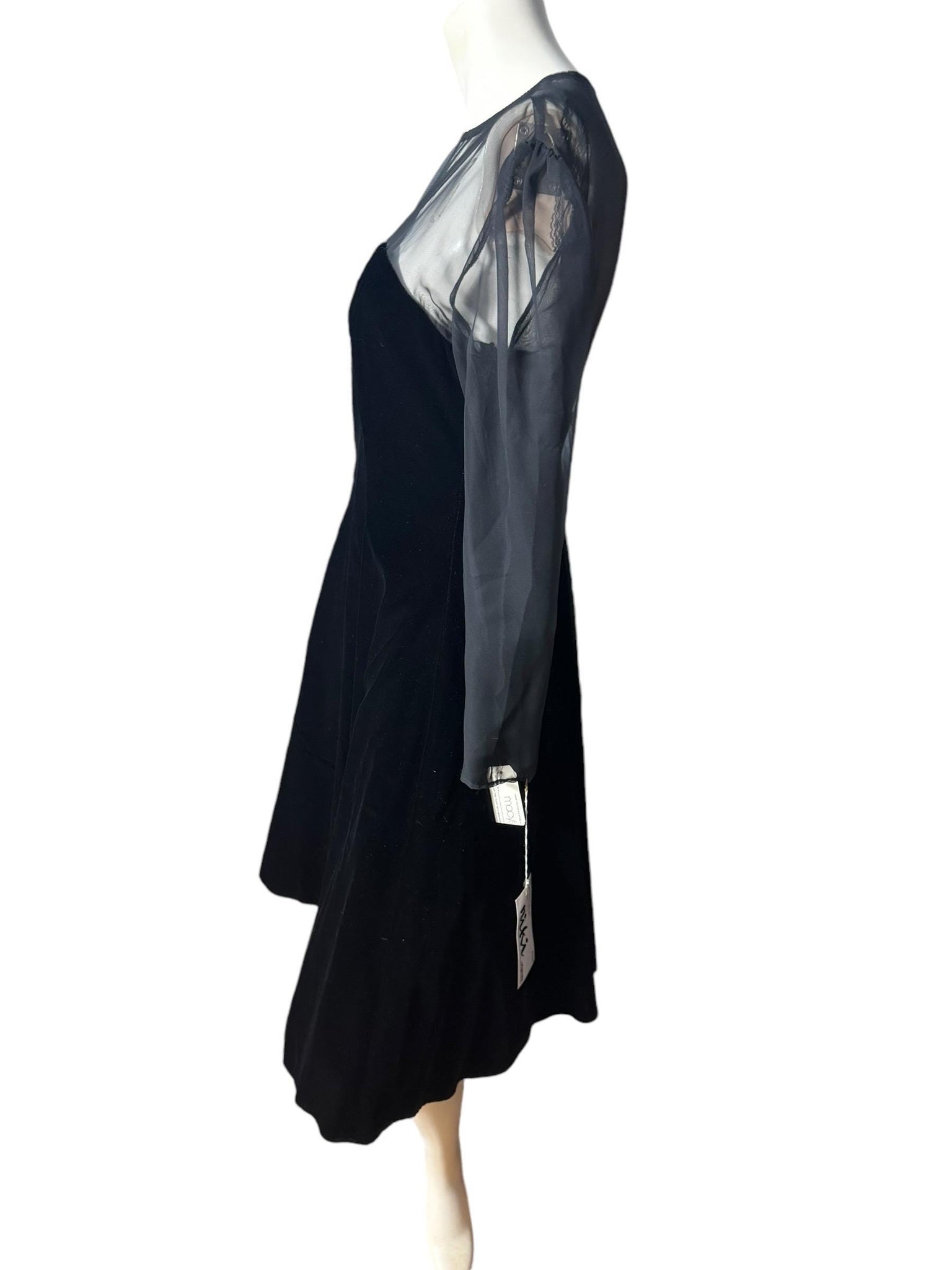 Vintage 80's Nikki black velvet party dress 10 M deadstock