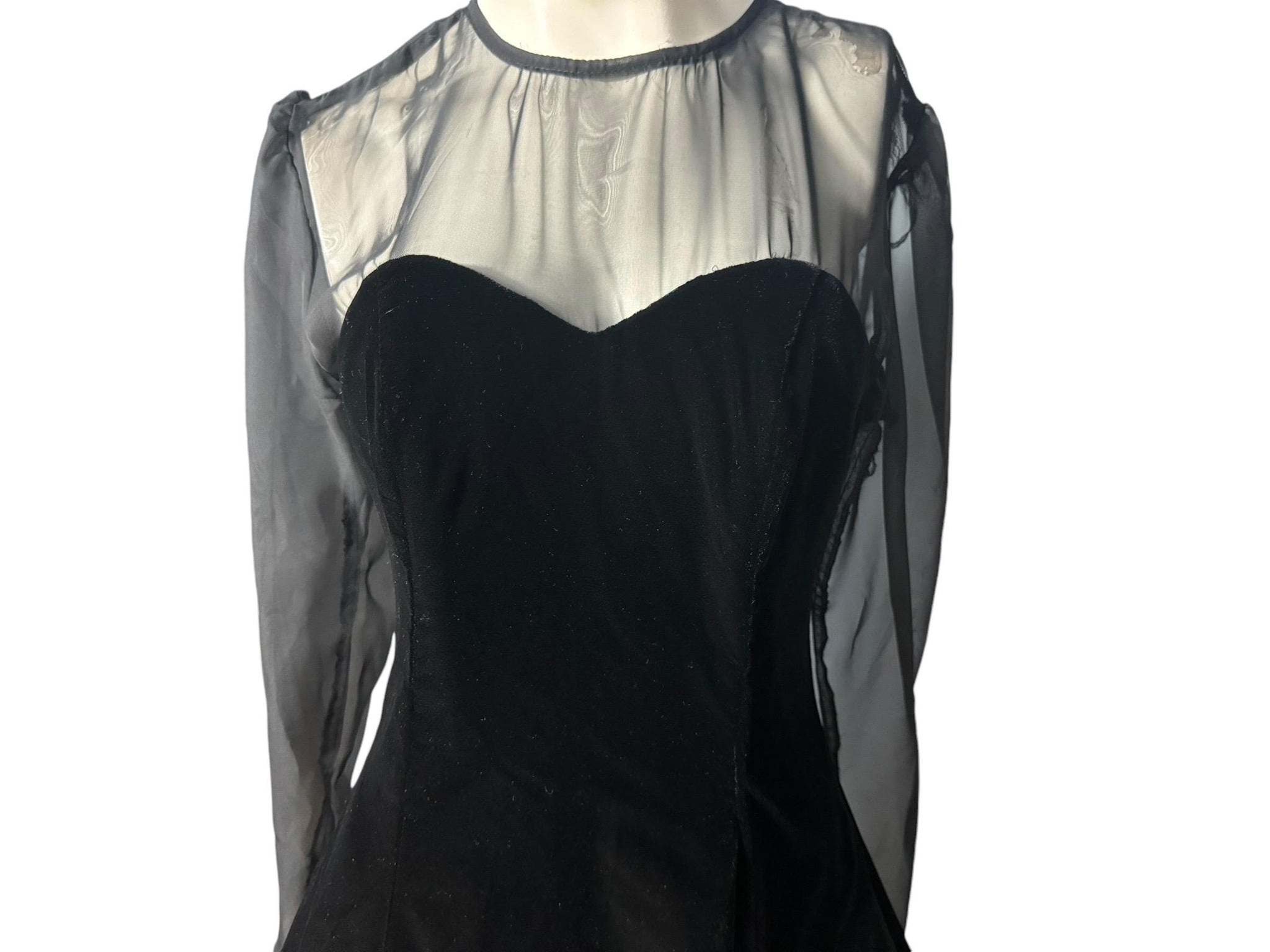 Vintage 80's Nikki black velvet party dress 10 M deadstock