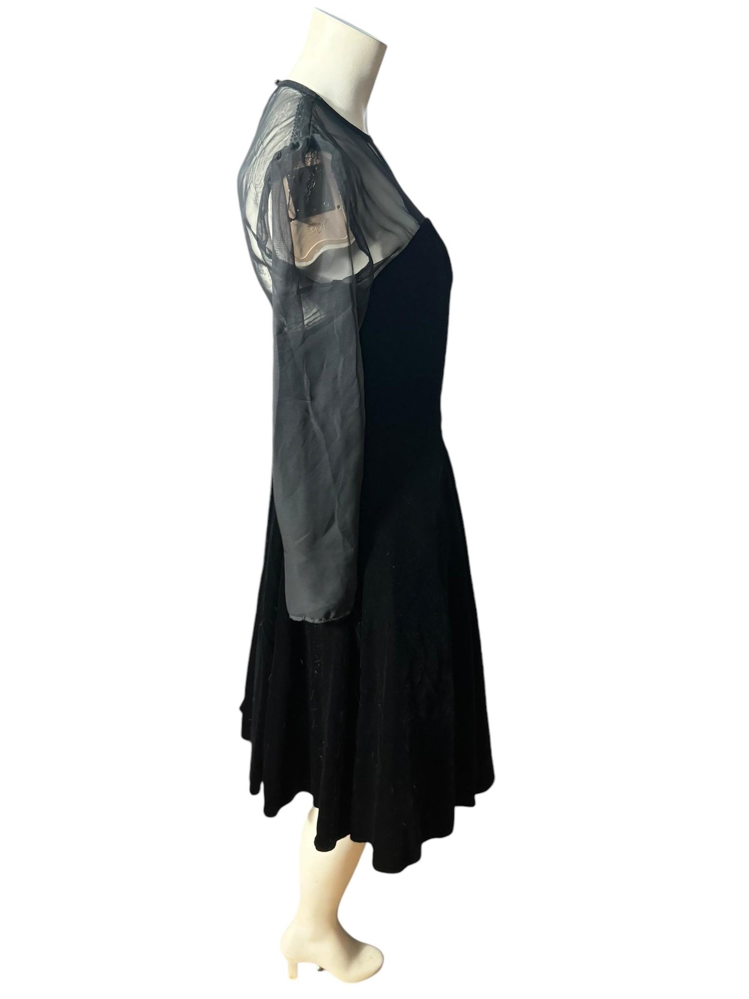 Vintage 80's Nikki black velvet party dress 10 M deadstock