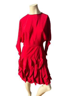 Vintage 80's red fitted dress 3/4 S/M Betsy & Adam