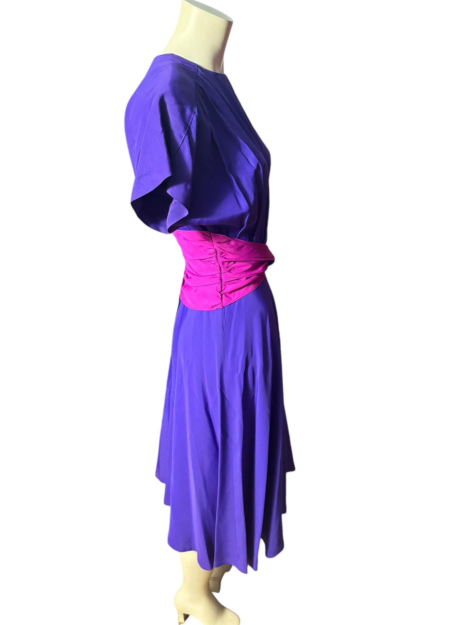 Vintage 80's purple & pink dress S John Richard