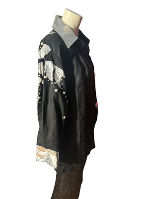 Vintage 80's black & silver jacket L XL