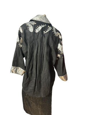 Vintage 80's black & silver jacket L XL