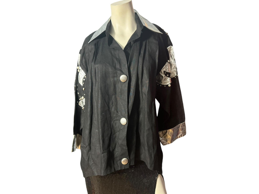 Vintage 80's black & silver jacket L XL