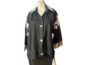 Vintage 80's black & silver jacket L XL