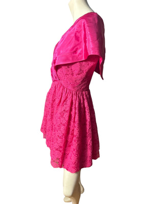 Vintage 80's pink lace prom mini dress M