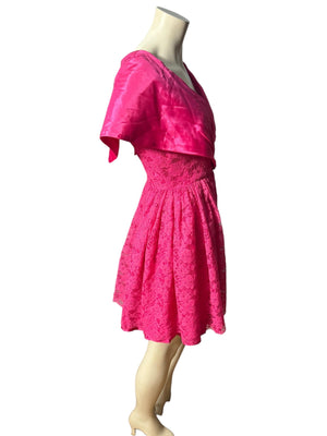 Vintage 80's pink lace prom mini dress M