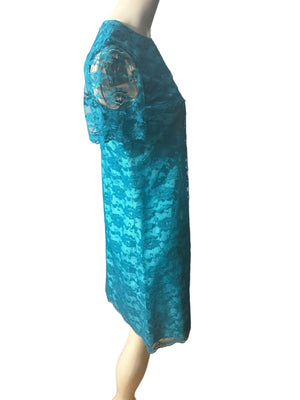 Vintage 60's blue lace party dress M