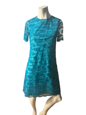 Vintage 60's blue lace party dress M