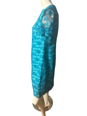 Vintage 60's blue lace party dress M