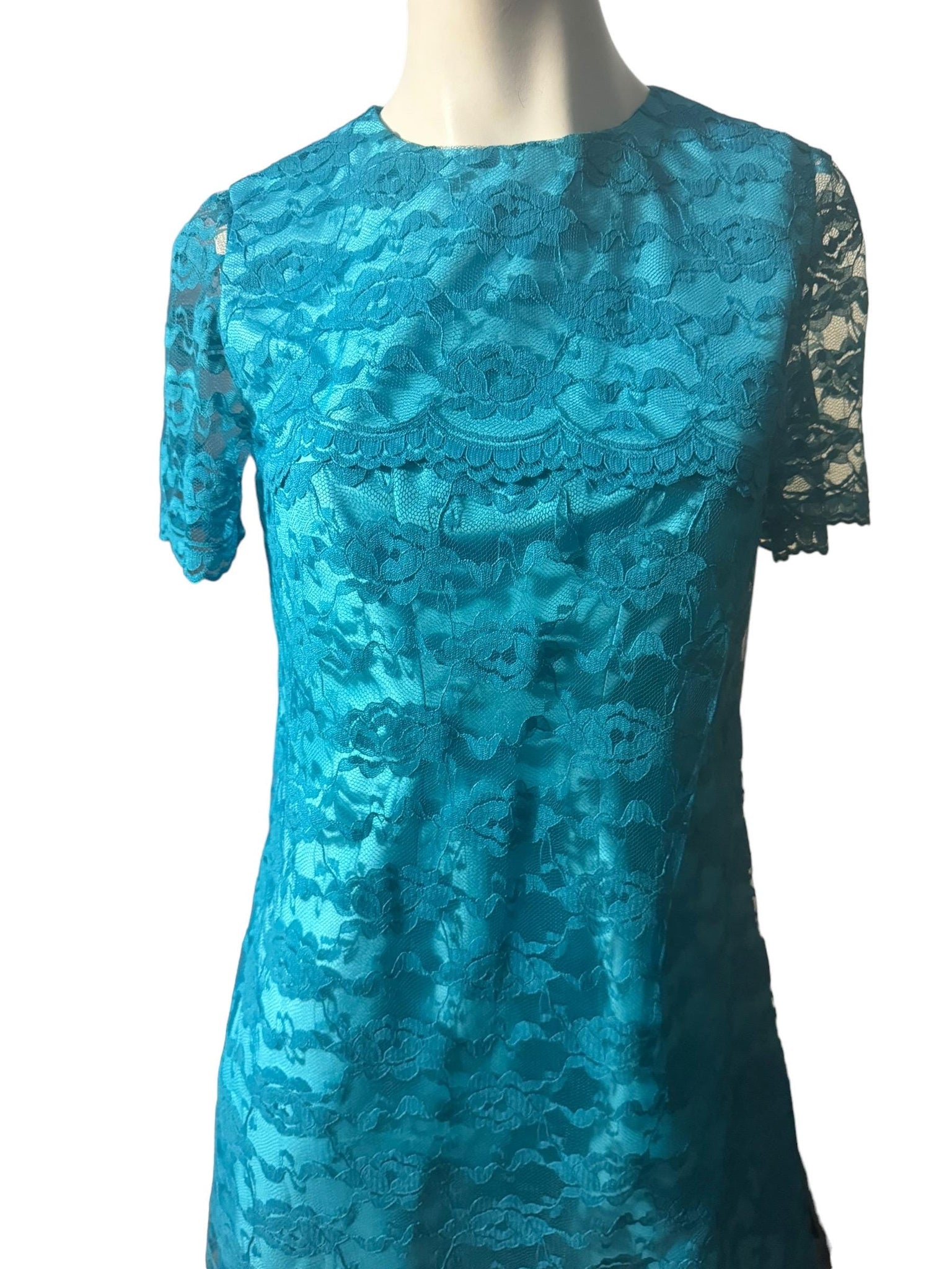 Vintage 60's blue lace party dress M