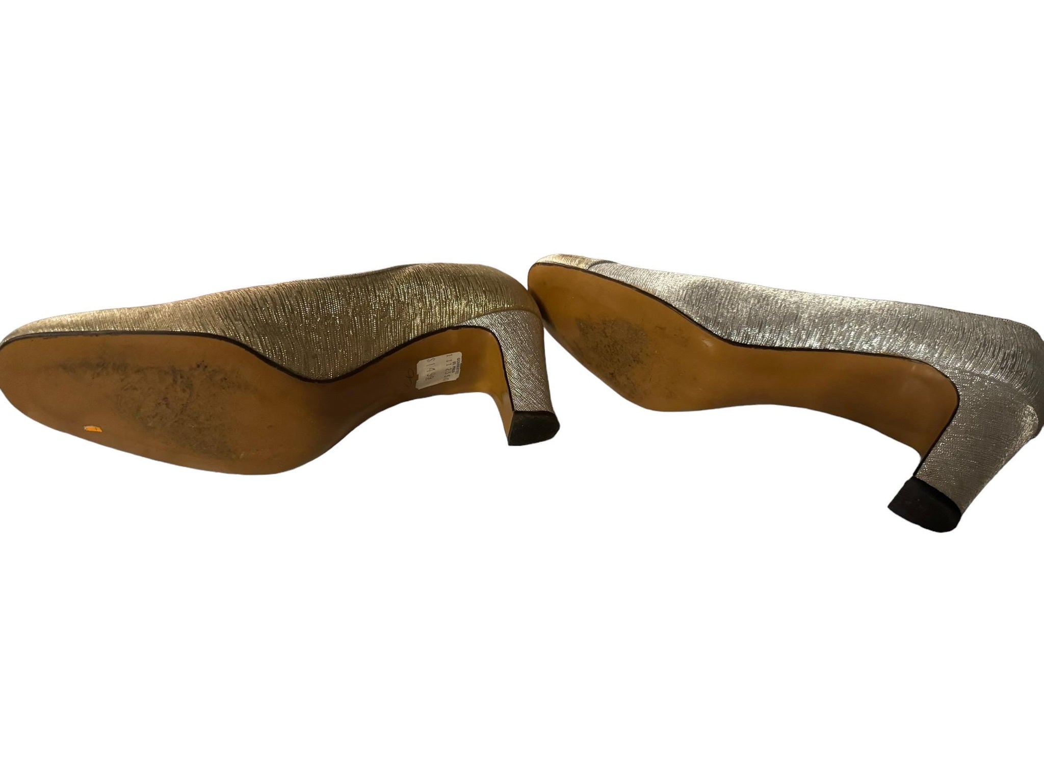 Vintage 60’s gold & silver heels shoes 6.5 AA