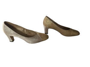Vintage 60’s gold & silver heels shoes 6.5 AA