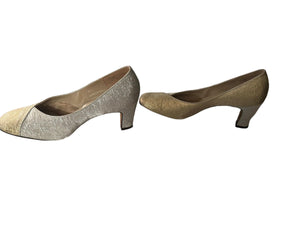 Vintage 60’s gold & silver heels shoes 6.5 AA