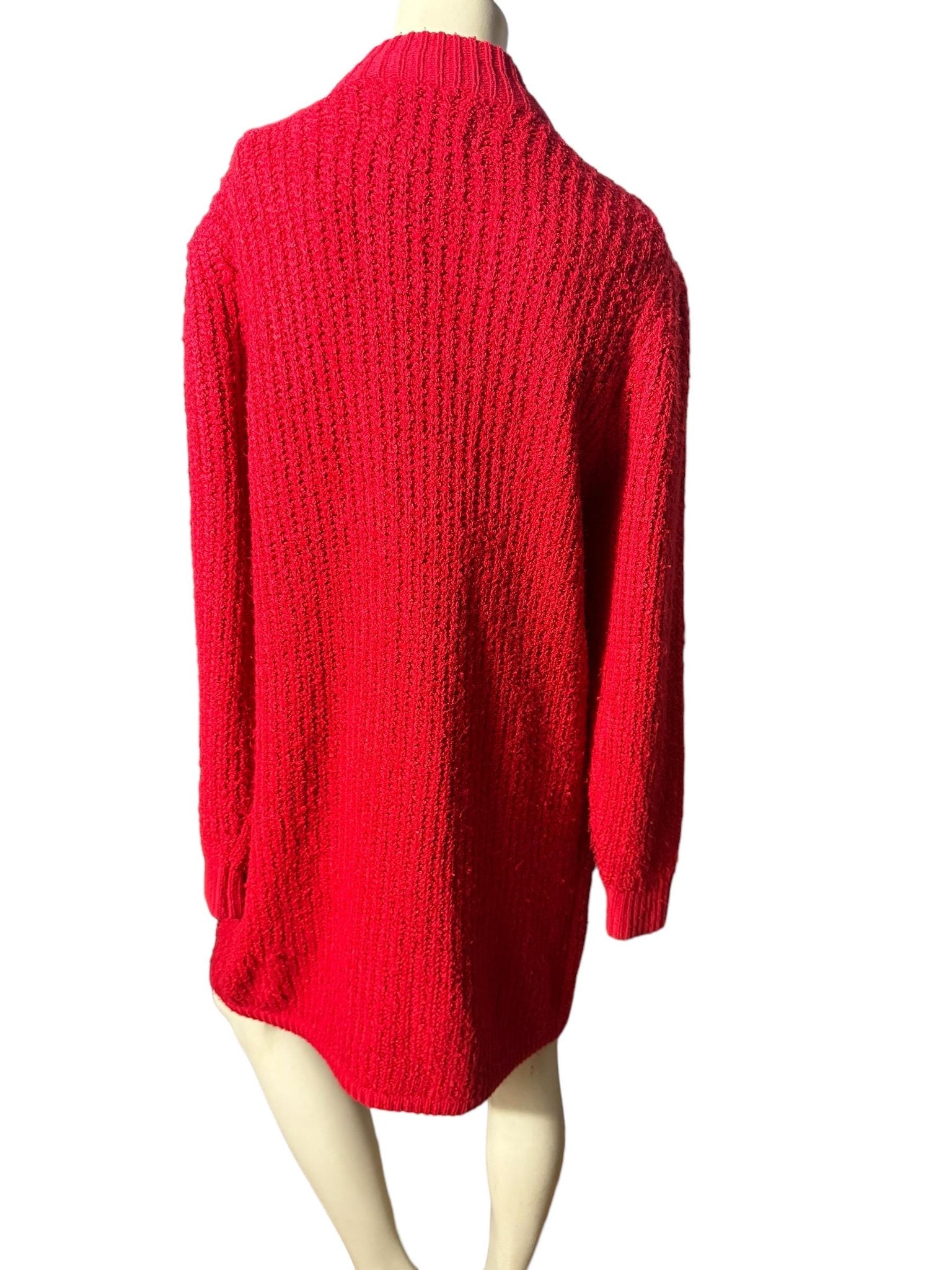 Vintage red 80's long sweater cardigan S le chois