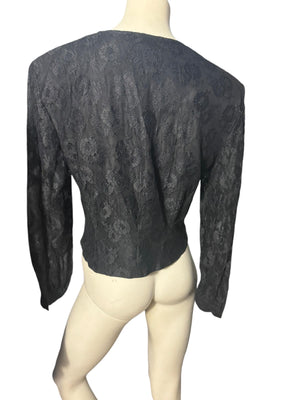 Vintage 80's black lace jacket M 10 Chaus
