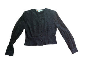 Vintage 80's black lace jacket M 10 Chaus