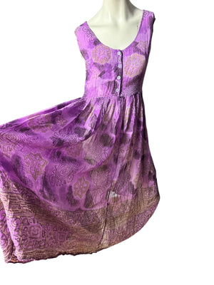 Vintage purple India cotton sun dress M