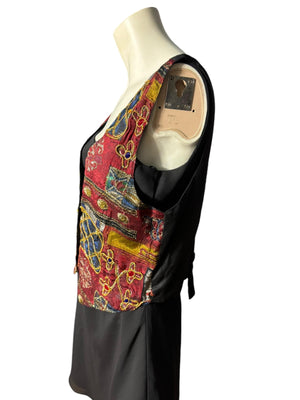 Vintage 80's gold batik vest S Jane Ashley