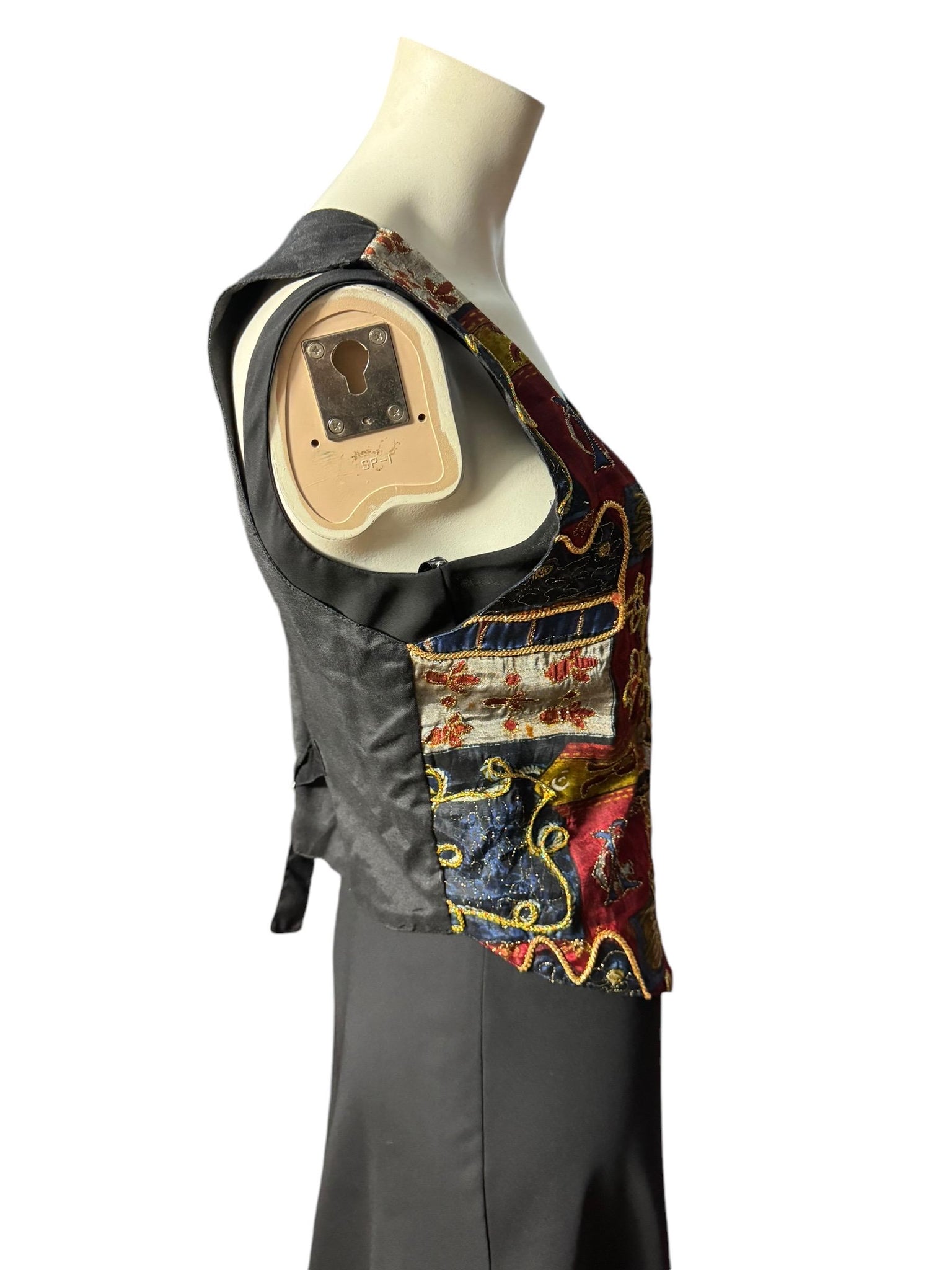 Vintage 80's gold batik vest S Jane Ashley