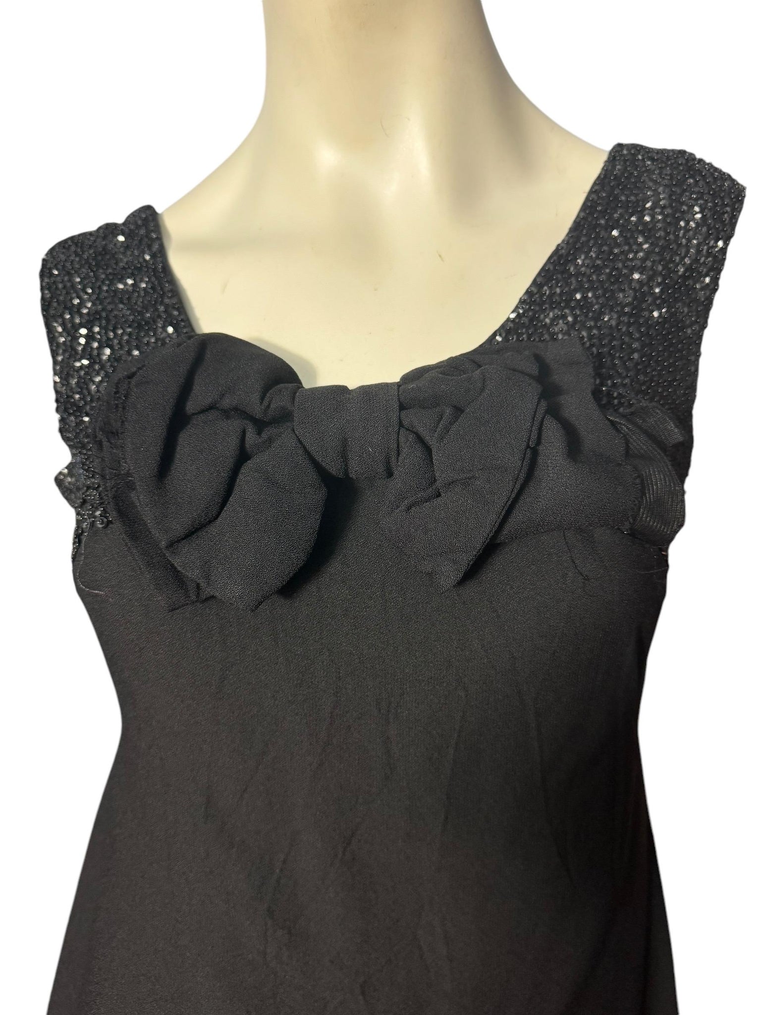 Vintage 60's black rayon party dress M L