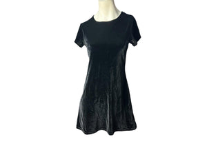 Vintage 80's black velour mini dress S