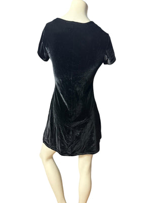 Vintage 80's black velour mini dress S