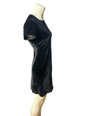 Vintage 80's black velour mini dress S