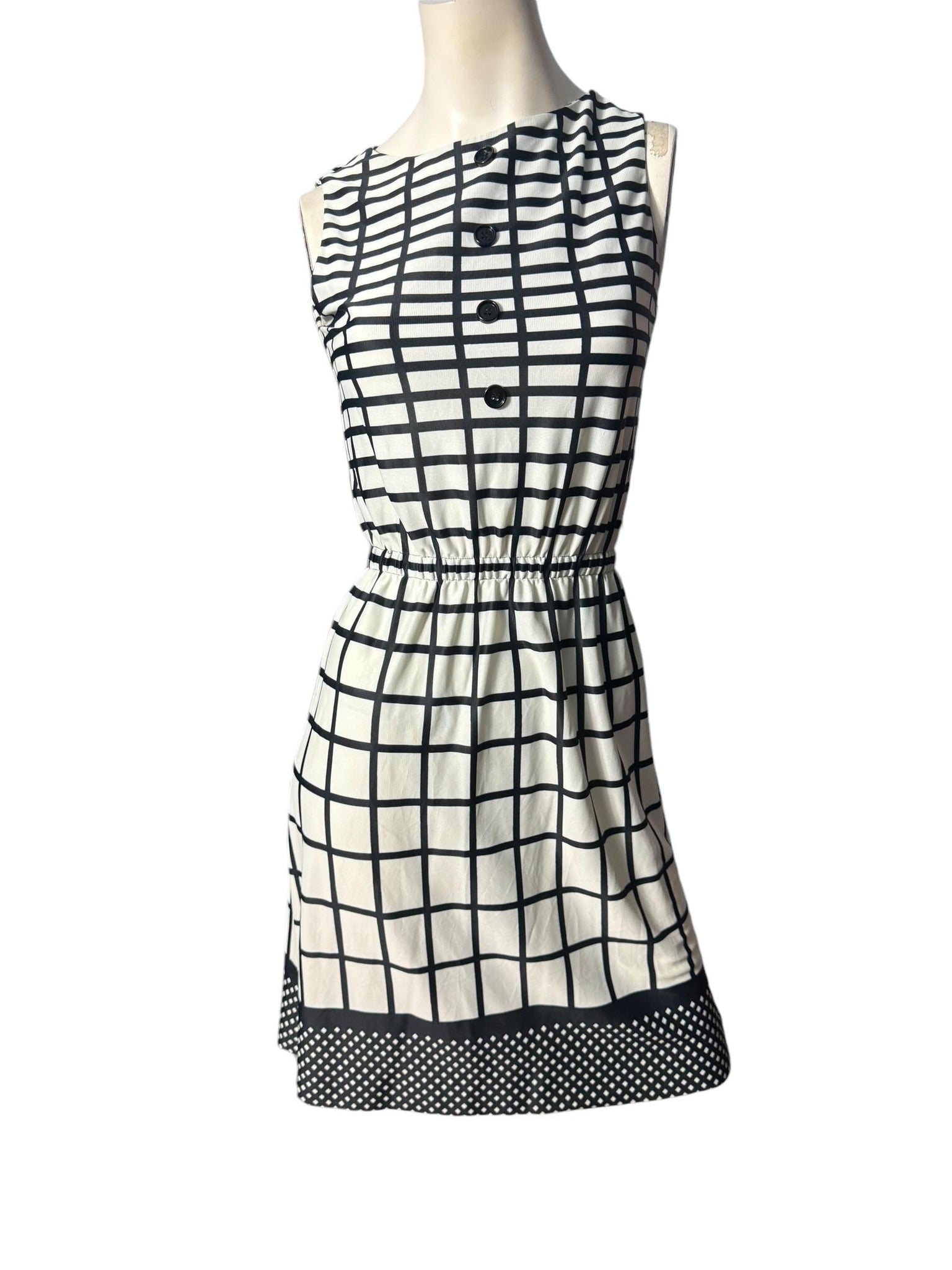 Vintage 70's black & white dress S