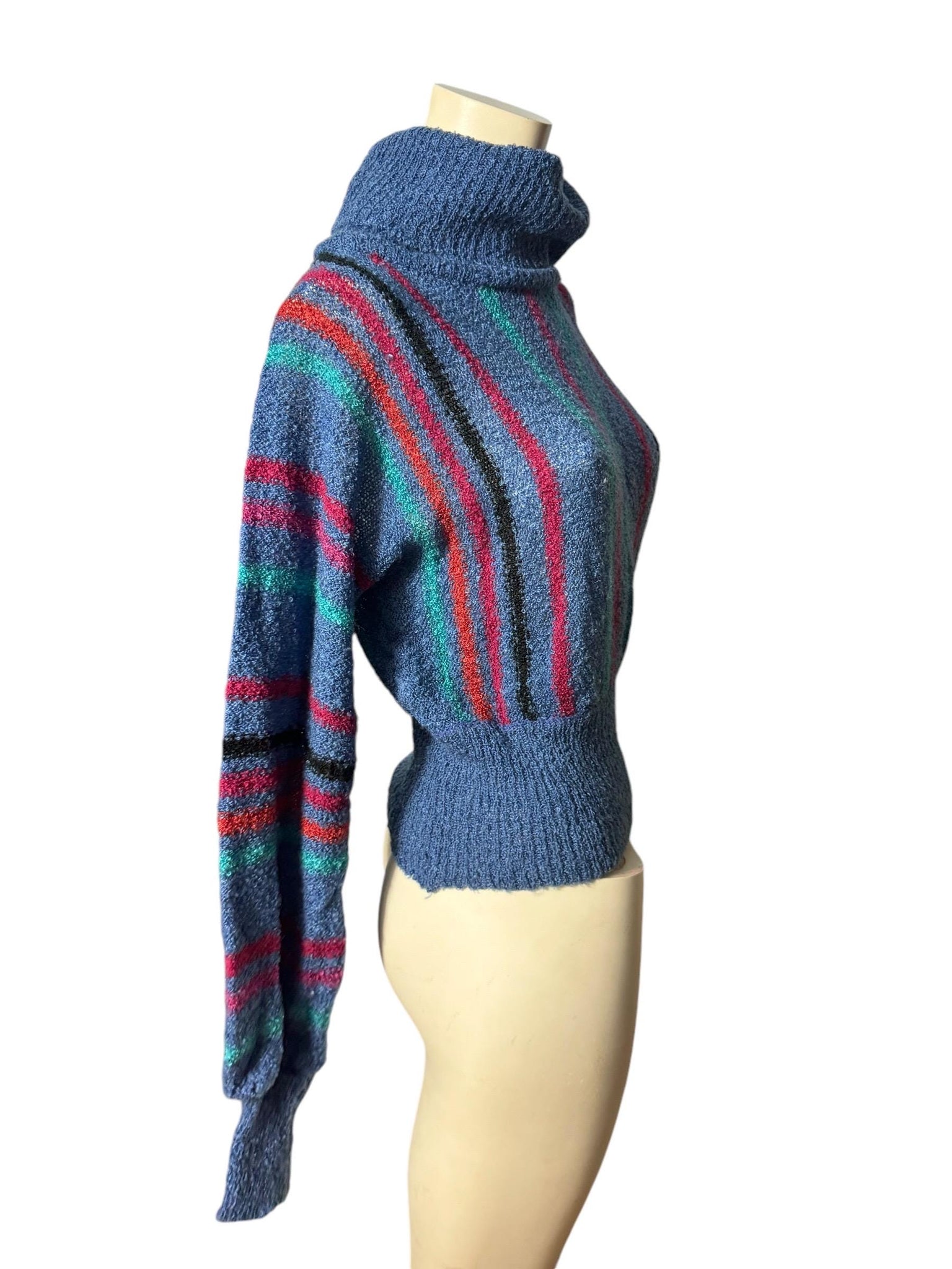 Vintage 70's striped cowl neck sweater S