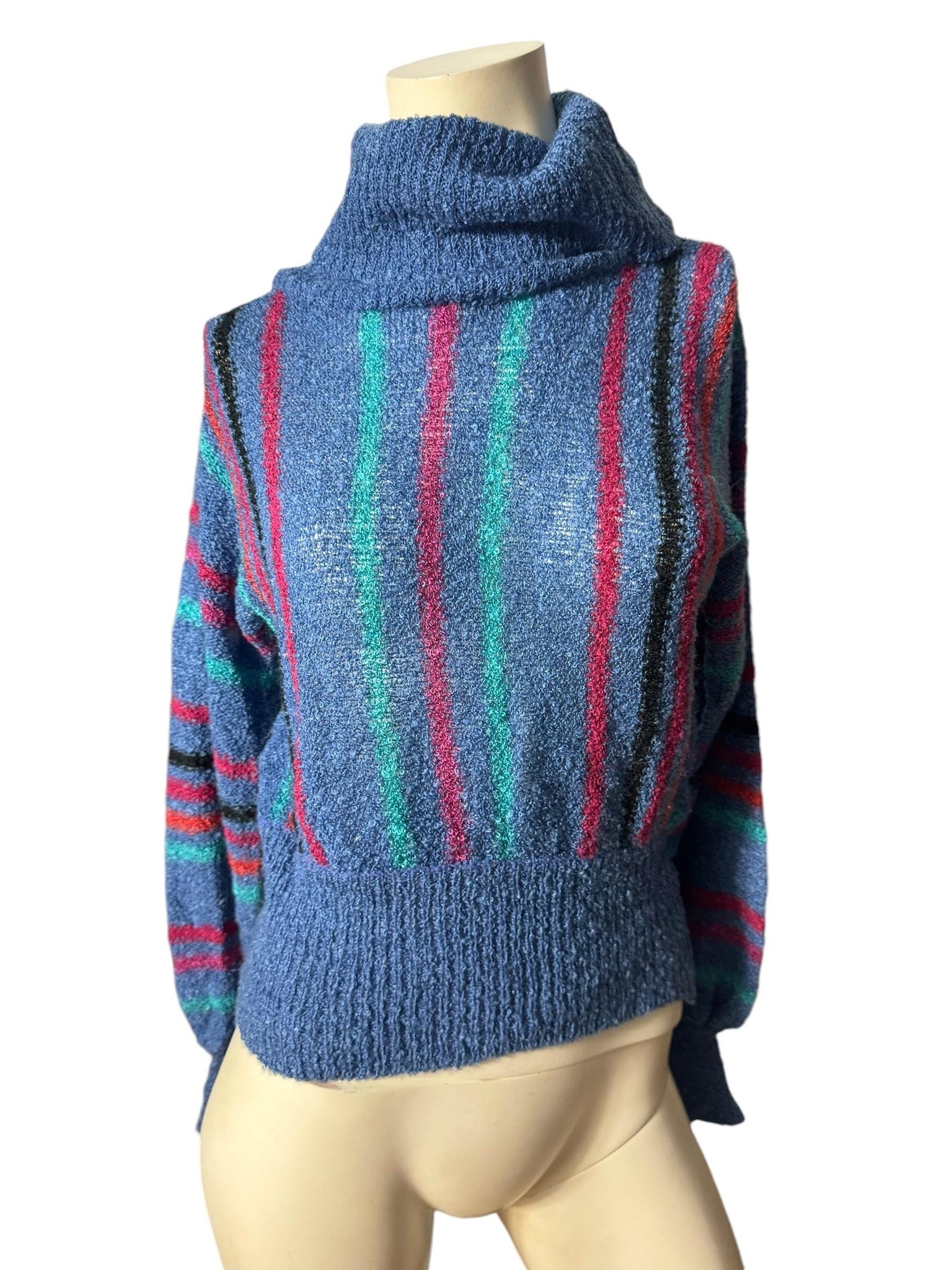 Vintage 70's striped cowl neck sweater S