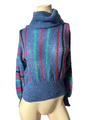 Vintage 70's striped cowl neck sweater S