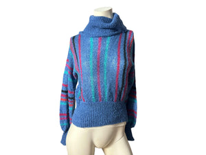 Vintage 70's striped cowl neck sweater S