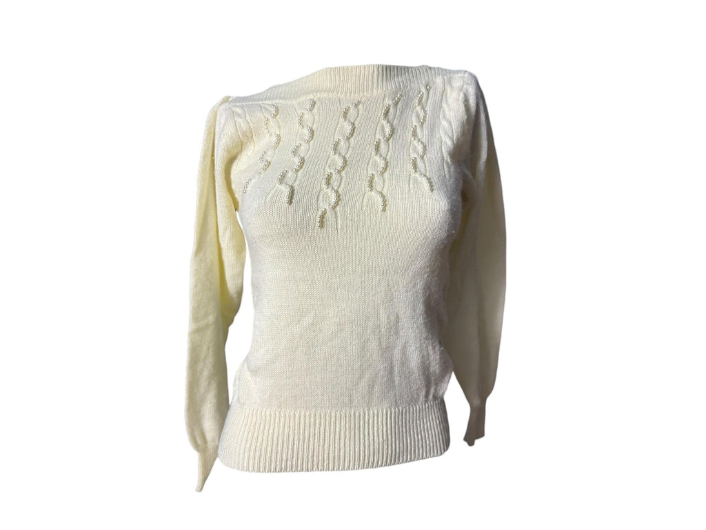 Vintage 80's off white pearl sweater M Zado